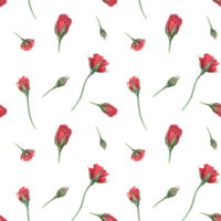 realista vermelho rosas. flor e amigo desatado padronizar com jardim escarlate rosa. vôo florescendo flores aguarela ilustração para Casamento projeto, memorial dia. têxtil, pacote png