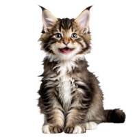 maine coon cat kitten sitting isolated transparent photo png