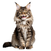 maine coon cat sitting isolated transparent photo png