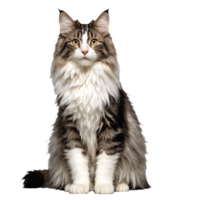 norwegian forest cat sitting isolated transparent photo png