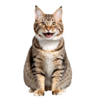 american bobtail cat sitting isolated transparent photo png