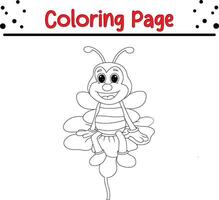 linda abeja sentado girasol colorante página para niños y adultos vector