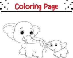 mother elephant baby elephant coloring page for kids vector