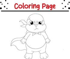 linda panda vistiendo superhéroe disfraz colorante libro página para niños. vector