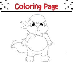 cute panda wearing superhero costume coloring book page for kids. vector