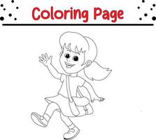 cute girl coloring page for kids and adults vector