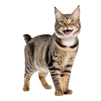 american bobtail cat standing isolated transparent photo png