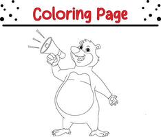 Happy animal coloring book page for children vector