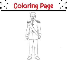 happy young boy coloring book page for kids. vector