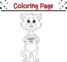 cute cat waving coloring page for kids and adults vector