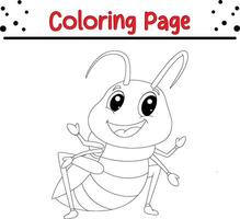 grasshopper posing smiling coloring book page for kids. vector