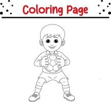 goalkeeper holding ball coloring page for kids and adults vector