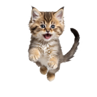 siberian cat kitten jumping and running isolated transparent photo png