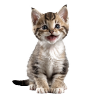 moggie cat kitten sitting isolated transparent photo png