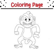 angry monkey coloring page for kids and adults vector
