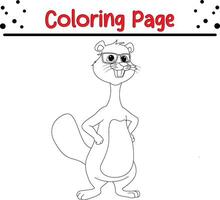 cute beaver coloring page for kids and adults vector