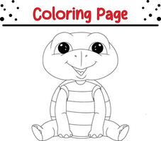 Happy turtle animal coloring book page for children vector