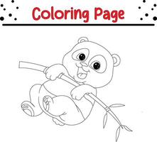 cute panda bamboo tree coloring book page for children vector