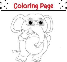 cute elephant coloring page for kids and adults vector