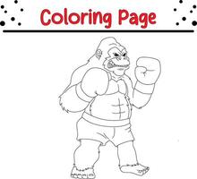 cute gorilla boxing coloring book page for children vector