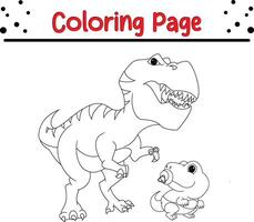 linda madre bebé dinosaurio colorante libro página para niños vector