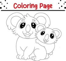 mother koala baby koala coloring book page for kids. vector