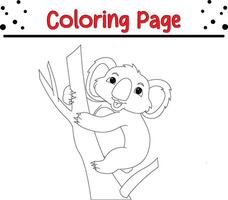 linda coala colorante libro página para niños vector