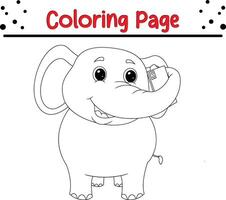 cute elephant taking selfie coloring page for kids and adults vector
