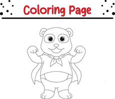 cute panda wearing superhero costume coloring page for kids and adults vector