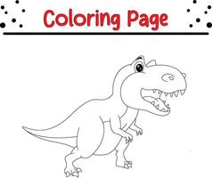 cute dinosaur smiling pose coloring book page for kids. vector