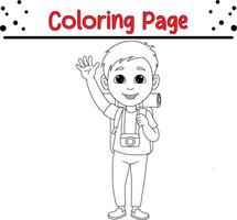 Happy boy coloring page for kids and adults vector