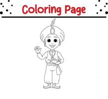 pequeño chico colorante página para niños y adultos vector