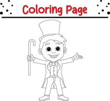 boy coloring book page for children vector