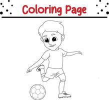boy soccer player coloring page for kids and adults vector