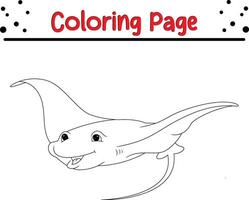 linda mantarraya colorante página para niños y adultos vector