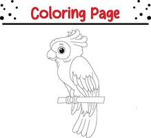 linda pájaro colorante libro página para niños. vector