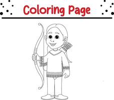 cute Happy girl coloring page for kids and adults vector