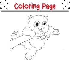 Happy panda animal coloring page for kids and adults vector