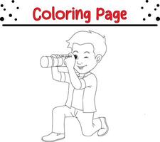 boy shooting photo with camera coloring page for kids and adults vector