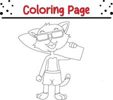 cute cat coloring book page for children vector