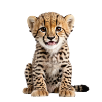 baby cheetah sitting isolated transparent photo png