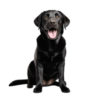 black labrador retreiver dog sitting isolated transparent png