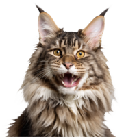 Maine coon gatto ritratto isolato trasparente foto png