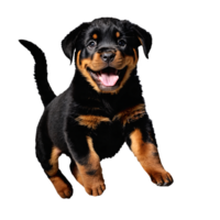 rottweiler cachorro cachorro pulando e corrida isolado transparente png