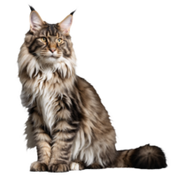 maine coon cat sitting isolated transparent photo png