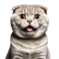 scottish fold cat portrait isolated transparent photo png