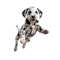 Dalmatiner Hund Hündchen Springen und Laufen isoliert transparent png