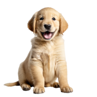 golden retriever dog puppy jumping and running isolated transparent png