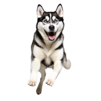 husky dog jumping and running isolated transparent png