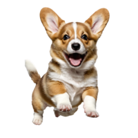 corgi dog puppy jumping and running isolated transparent png